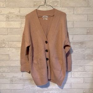 Mango Wool-Blend Oversized Cardigan in Pink/Blush - Size Small